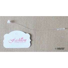 White Shaped Small Paper Tags with Pink Fashion Word with Nylon Lock String - Appx 500 pcs