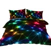 BlessLiving Triangle Retro Neon Duvet Cover Sets Glowing Sparkling Rainbow