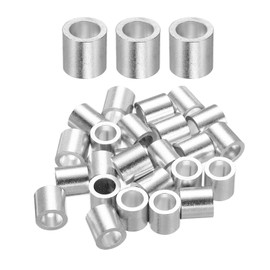 sourcing map Aluminum Wire Rope Stop Sleeve 3/16"(5mm) Crimping Loop Sleeve Round Cable Ferrule for Wire Rope Cable Line, Pack of 25