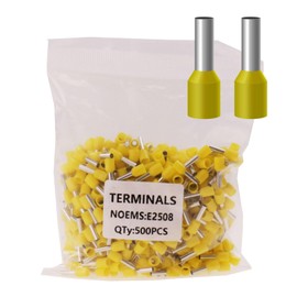 500pcs AWG14 Wire Ferrules Terminals Kit, AWG 14/2.5mm² Yellow Terminal Connector, Wire Insulated Cord Pin Ends Terminals for Electric, Industrial, Communication Equipment,Power Control System,etc.