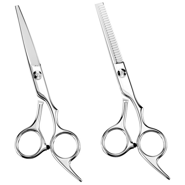 Uootach Pack of 2 Hair Scissors, Ultra Sharp and Precise Cut Styling Scissors, Stainless Steel Hairdressing Scissors for Thinning and Shaping, Suitable for Home, Hairdressing Salon, Hairdresser