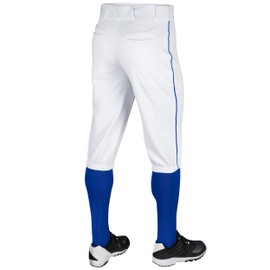 CHAMPRO Men's Triple Crown Baseball Knickers with Braid, Adult 3X-Large, White with Royal Pipe