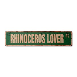 Rhinoceros Lover Vintage Aluminum Street Sign Africa Savanna Wilderness Animal Safari Rustic Metal tin | Indoor/Outdoor | 24" Wide