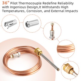 CQ100A1005 Thermocouple Compatible with Resideo Gas Furnaces, Water Heaters ＆ Boilers, 36" Thermocouple Fits for Twist-in, Clamp-in and Push-in Type Pilot Burners, Water Heaters Replacement Parts