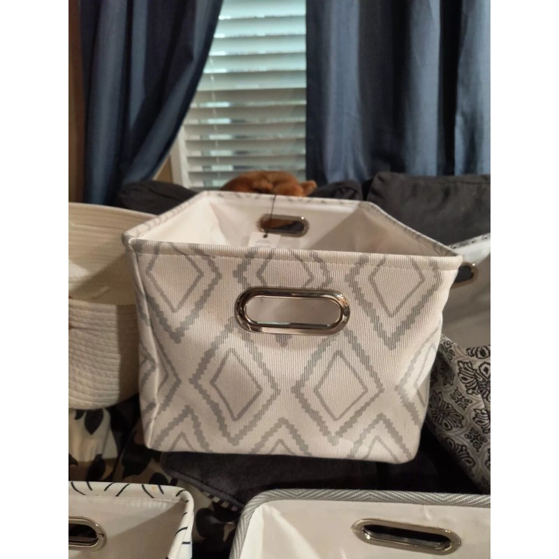 Mainstays Natural Canvas Storage Basket with Handles Multifunctiona