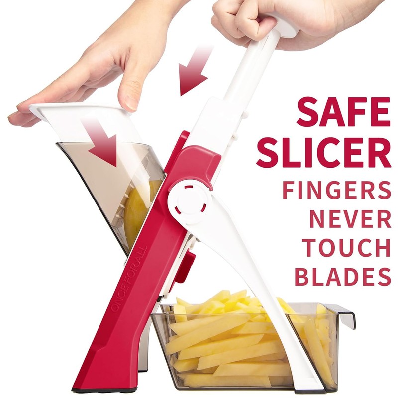 AEX Foldable Mandoline Slicer Adjustable Vegetable Chopper with Safety Lock,