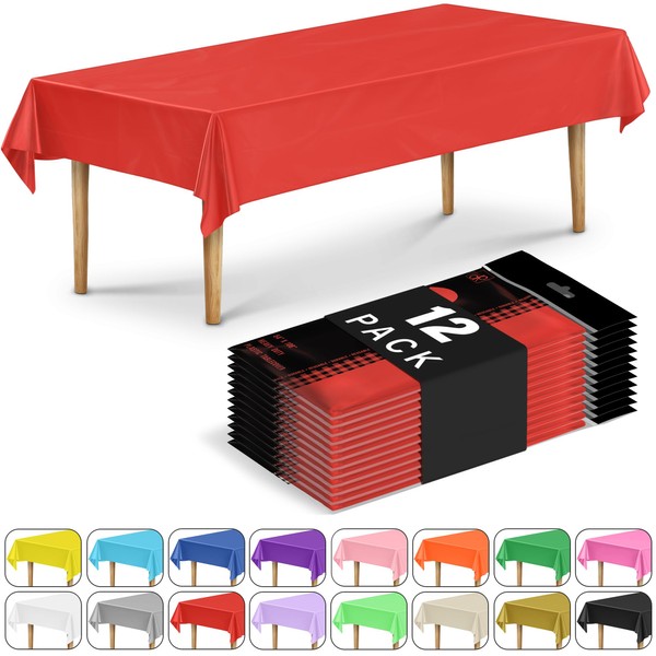 DecorRack 12 Rectangular Tablecloths BPA-Free Plastic, 54 x 108 inch,