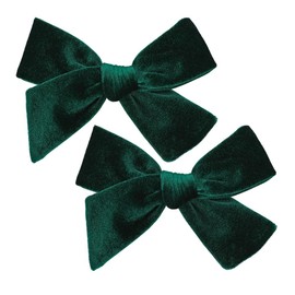 Vintage Velvet Bow Hair Clips for Baby Girl Kids Women Fall Velvet Christmas Hair Bows Barrettes Accessories (2 pcs 001 Green)