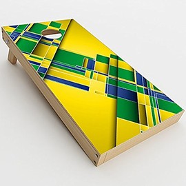 Skin Decal Vinyl Wrap for Cornhole Game Board Bag Toss/Brazil Tech Colors