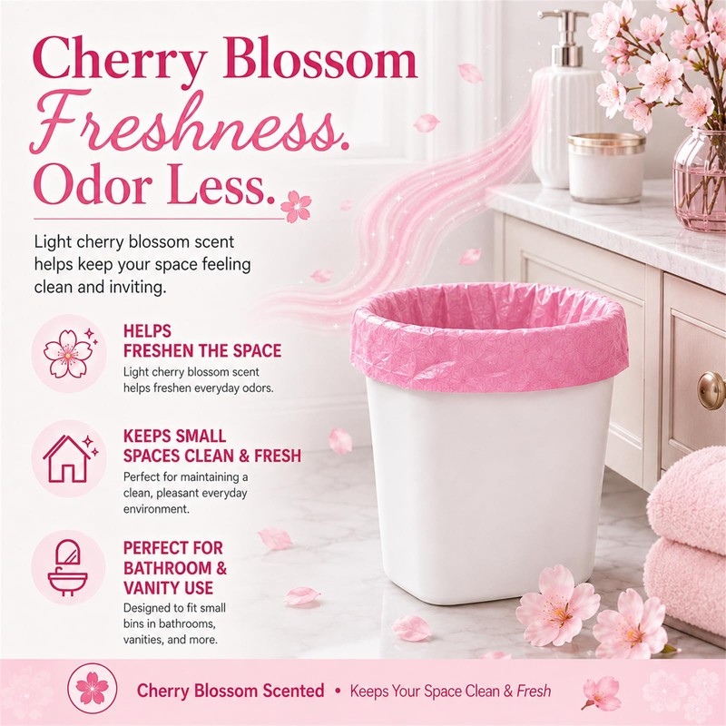 13 Gallon Trash Bags, Cherry Blossom Scented Small Garbage Bags,