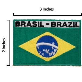 A-ONE - Paquete de 2 parches de bandera patriótica para Brasil + Pin de solapa de bandera brasileña, Bandera Brasileña, etiqueta engomada de la tela del brazalete