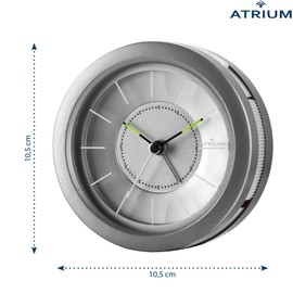 Atrium moderner Design Wecker Analog Quarz ohne Ticken mit Licht und Snooze Grau Silber Rund A106-4