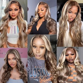 Dokksiiia Blonde Ombre Bundles P4613 Highlight Body Wave Human Hair Bundles #4 and #613 Piano Color Mix Brazilian Human Hair Sew In Weave Extensions 14 16 18 Inch Natural Look