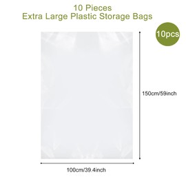 Extra Large Clear Plastic Storage Bags, 10 Pack Flat Large Plastic Bags, 40x60 Inches 100x150 cm Huge Storage Bags for Luggage Suitcase Clothes Quilts Blankets