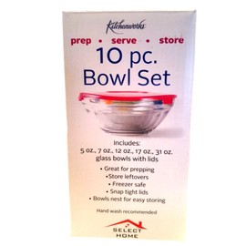 Kitchen Works Glass Storage Nesting Bowl Set with Lids