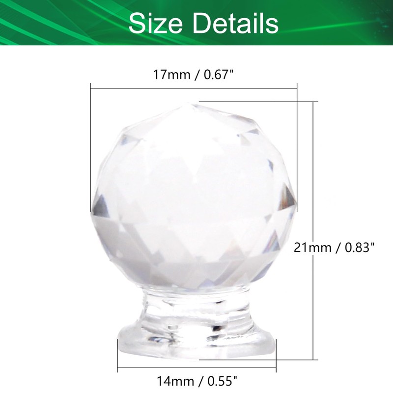 Yinpecly 12PCS Mini Acrylic Pull Knobs, Self Adhesive Cabinet Pull