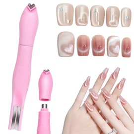 3 in 1 Cat Eye Nail Magnet, Versatile Magnet Tool for Cat Eye Polish Heart Shaped Round Multifunctional Accessories for Studio Home DIY Salo (Pink)