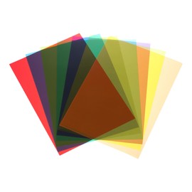 sourcing map 14 Pcs Colored Plastic Sheets, A4 Transparent Amber Film Color Correction Gel Light Filter Waterproof 11.7 x 8.3" Sheet for DIY Crafts,LED Lighting,Photo (7 Color)