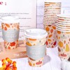 Whaline 50Pcs Fall Thanksgiving Disposable Coffee Cups with Lids and