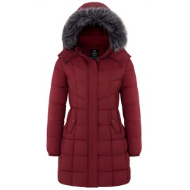 wantdo Women's Puffer Jacket Warm Bubble Coats Outwear (Wine Red, Small)