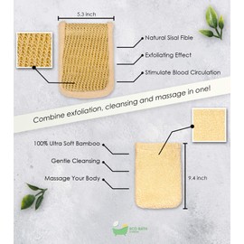 Eco Bath London Bamboo and natural sisal massage glove, exfoliating and cleaning glove, with ultra-soft bamboo and sisal fibres