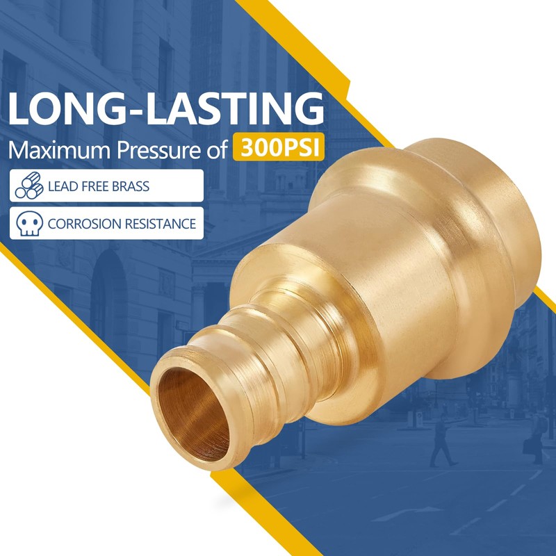 GUOFIS 1/2Inch PEX Copper Press Fittings,1/2" Press X 1/2" PEX