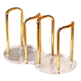 [Queen-b] 紙コップ スタンド ホルダー カップ ディスペンサー おしゃれ 卓上 収納 ラック 大容量 使い捨てカップ キッチン リビング カウンター オフィス (ゴールド, ダブル)