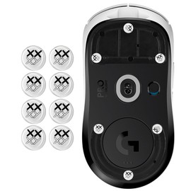 yiodelu Universal Glass Mouse Skates Ultra Strong Glass Mouse feet Smooth Durable Thin Game Mouse Accessories 6mm*8 Pieces for All Mouse DIY Dots（XY White）