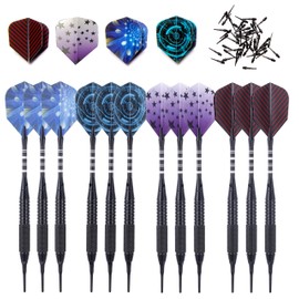 SHOT TAKER CO. EST. 2017 Professional Soft Tip Darts 12 PC | 12 Brass Barrels | 50 Extra Black 2BA Tips| 12 Aluminum Shafts | 16 Flights Standard | Multi Tool | Carry Bottle(19g Black Barrel)STC10425