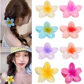 8 Pinzas de Garra de Flores, Antideslizantes pinzas para El Cabello con Flores, Pinzas de Pelo para Cabello Grueso Pinzas de Pelo de Flores para Mujeres y Niñas, Accesorios para La Cabeza (8 Colores)
