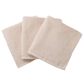 Muco Towel Organic Hand Towel, Senshu Towel, Made in Japan, Medium Thick, 100% Cotton, Baby Set of 3, Same Color, Beige