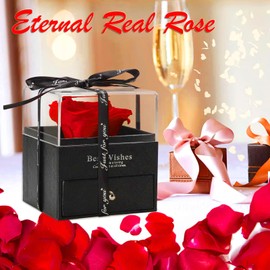 SUPJADE Preserved Rose Necklace Gifts for Mum Christmas Mother'sDay Birthday Eternal Flower Rose Anniversary Valentine'sDay New_Years Gifts (Red)