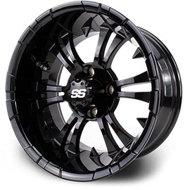 MODZ® 14" Vampire Glossy Black with Ball Mill Golf Cart Wheels