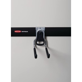 Rubbermaid FastTrack Rail Garage Organization Multi-Purpose Hook 50 lbs Capacity Satin Nickel Wall Mounted Storage System Direct Mount into FastTrack Garage Rail for Home/Garage Organization