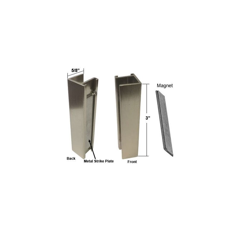 Shower Door U-Channel with Metal Strike Plate for 3/8" and
