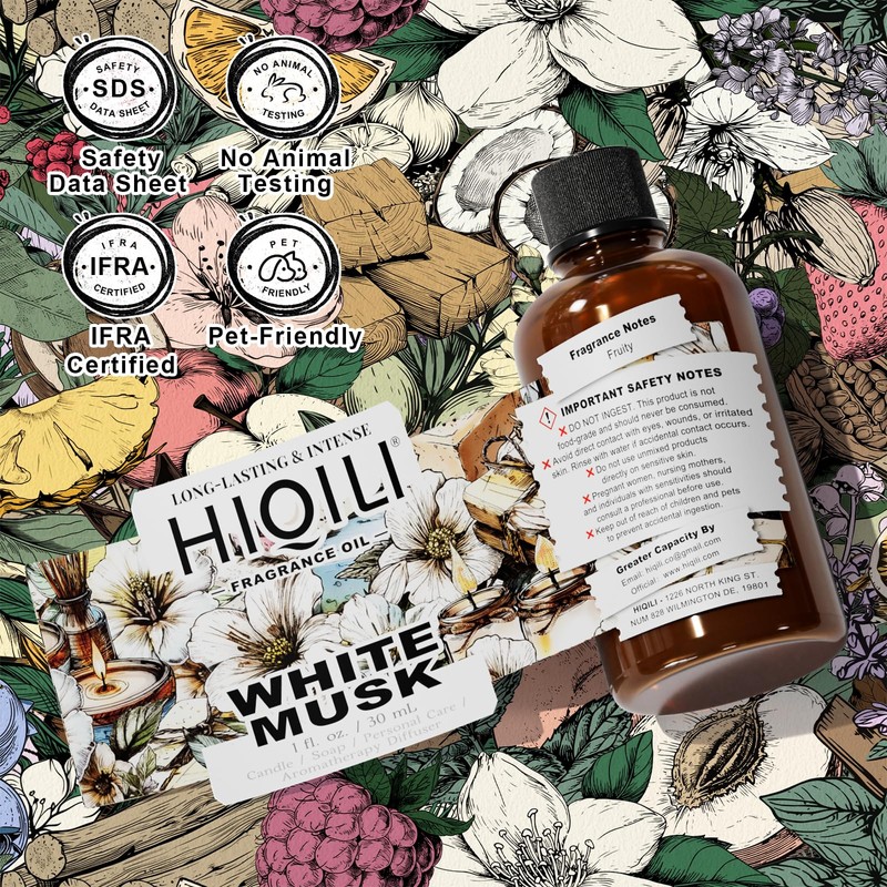 HIQILI White Musk Fragrance Oil, Candle Scents for Candle Making,