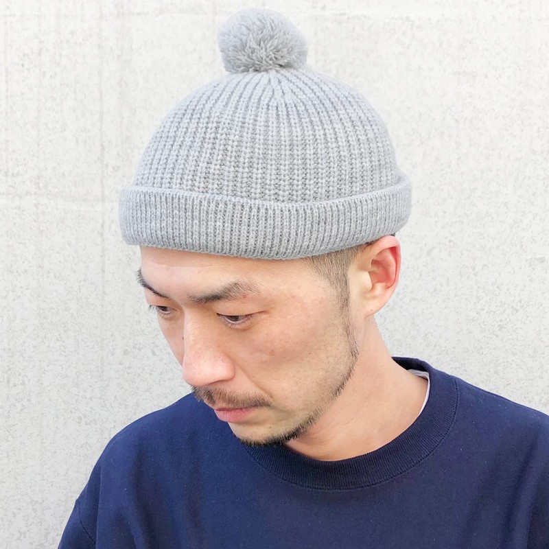 Basic Ench Pon Low Watch Knit Cap, Hat, Shallow Pom