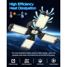 Garage Light - 8PACK 130W 13000LM Deformable 4+1 Panel LED Garage Light with LED Transformer, E26/27 Base, 6500K Daylight White Garage Lights Ceiling LED for Garage, Factory, Warehouse, Storage Room