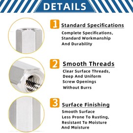 5pcs M6×40 Long Rod Nut, Hex Coupling Nut, M6*40 Zinc-Plated Carbon Steel Hex Hexagonal Sleeve Nut Standoff Threaded Fasteners for Installing and Fixing