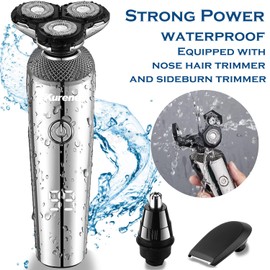 Electric Razor for Men, Kurener Electric Shaver for Men, Rechargeable Wet/Dry Shaver with Nose Trimmer Sideburns Trimmer