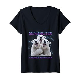 Womens Senioritis Polar Bears Class Of 2025 Seniors Graduation V-Neck T-Shirt