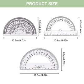 LYITZW 6 Pieces Plastic Geometry Goniometer, 180 Degree Plastic Protractor, Mathematical Geometry Protractor for Students, School, Office, Protractor Ruler Sets