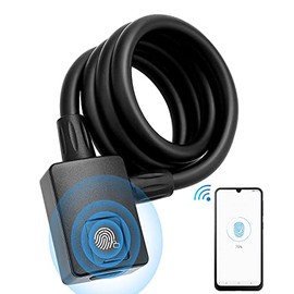 Bluetooth Bike Fingerprint Padlock Lock Cable with APP Open,Remote, Waterproof 1M Anti-Theft Unlock Record Heavy Duty Bicycle Combination Lock for Outdoor Bicycle, Mountain Bike, Motorcycles, Scooters