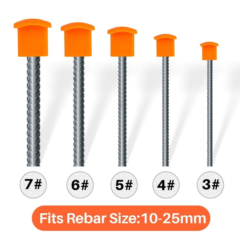 Sukh Rebar Caps - 60Pcs Orange Mushroom Safety Cover for