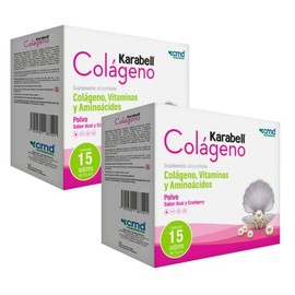 CMD - KARABELL COLÁGENO - Colágeno, Vitaminas y Aminoácidos - Suplemento Alimenticio - 2 Cajas con 15 sobres c/u
