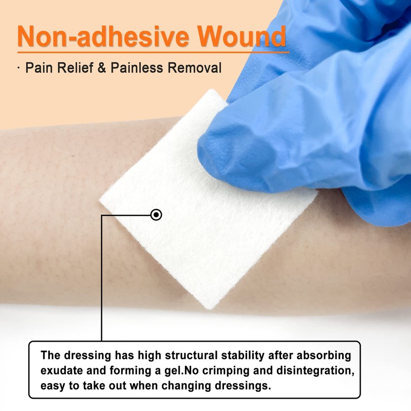 Carbou Calcium Alginate Wound Dressing, 4'' x 4'' Patches,10 Individual