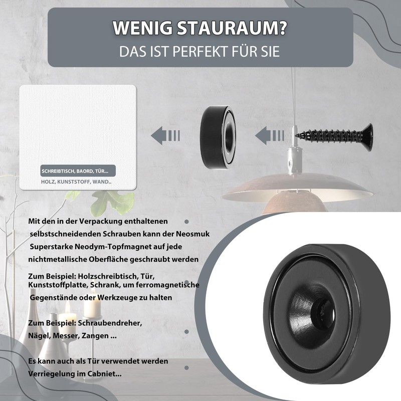 Neosmuk Magnets 17mm Diameter Ideal for Wooden Wall, Whiteboard, Door,
