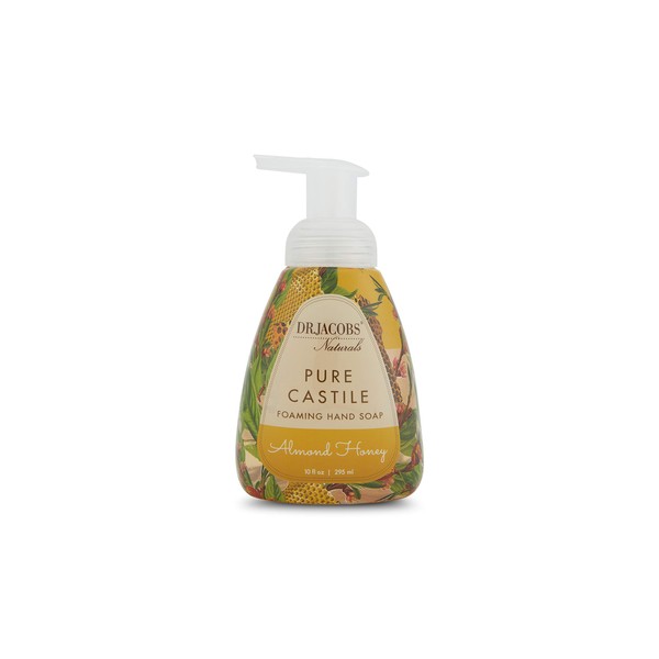 Dr. Jacobs Naturals Pure Castile Foaming Hand Soap - Face and Hand Wash 10 oz. Pump Bottle - Free of Parabens, Sulfates, Synthetics, Gltuen and GMO (Almond Honey)