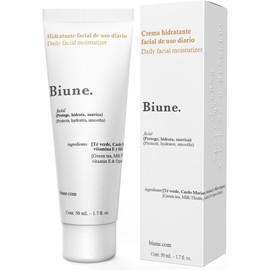 Crema Hidratante Facial de Día Con Té Verde, Silicio Orgánico y Vitamina E Hidratación Intensa - Antiarrugas Fórmula Vegana con Acción Antimanchas para Todo tipo de Pieles Biune. 50 ml