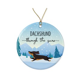 YmeerGifts Christmas Ornament Dachshund Dashing Through The Snow Winter - Christmas Tree Holiday Ornament - Christmas Ornament - Holiday Ornament Printed on Both Sides